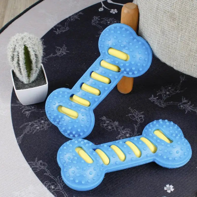 Durable Dental Chew Bone for Puppies & Dogs - Teeth Cleaning Rubber Toy