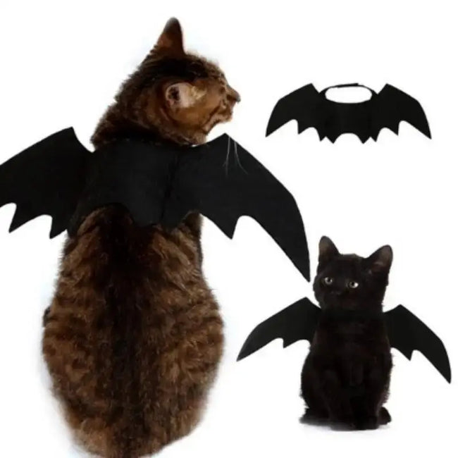 Pet Halloween Cosplay Costume for Dogs Cats Puppy Kittens Black Bat Wings Hover Image