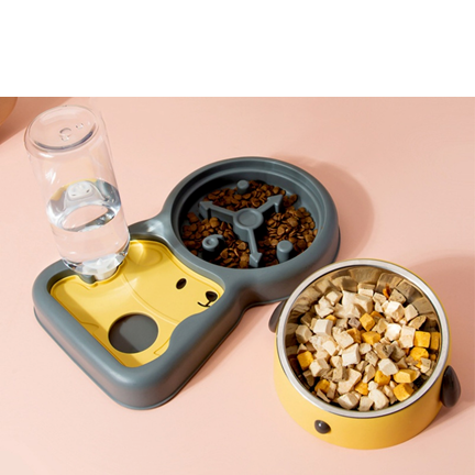 3 in 1 Pet Bowl with slow bowl and Automatic water dispenser