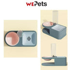 Elevated pet food bowl with water dispenser -Blue
