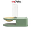 Elevated pet food bowl with water dispenser -Green