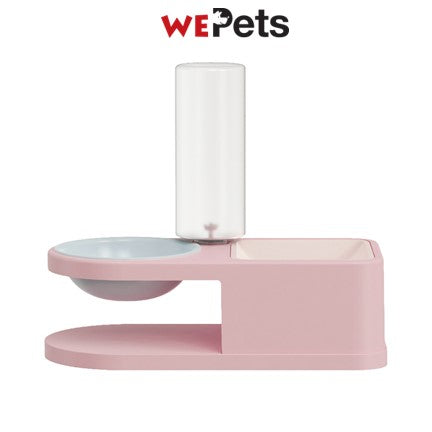 Elevated pet food bowl with water dispenser -Pink Hover Image