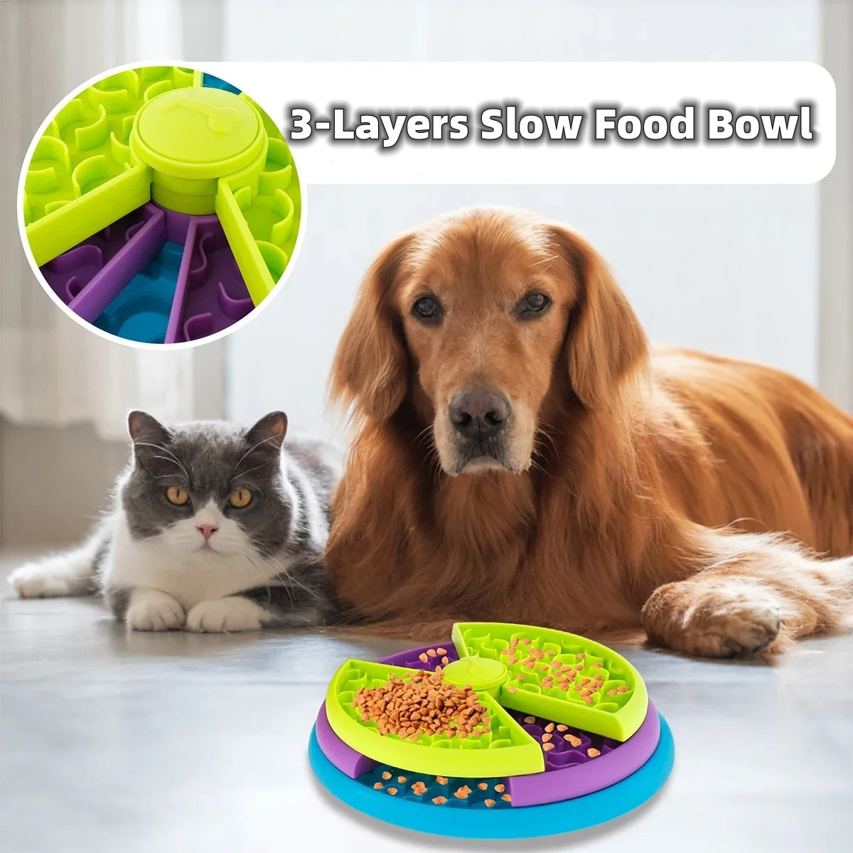 Slow Feeder Anti-Choking Bowl - 3 Layer Puzzle Pet Feeder
