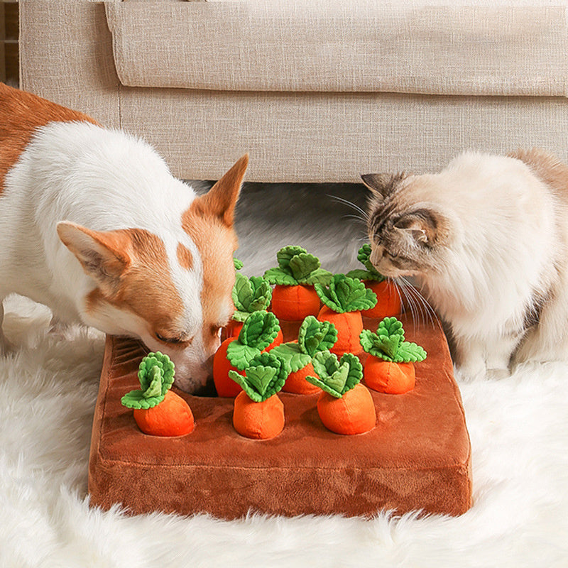 Snuffle Mat for Dogs - Carrot Plush Toy Interactive Puzzle