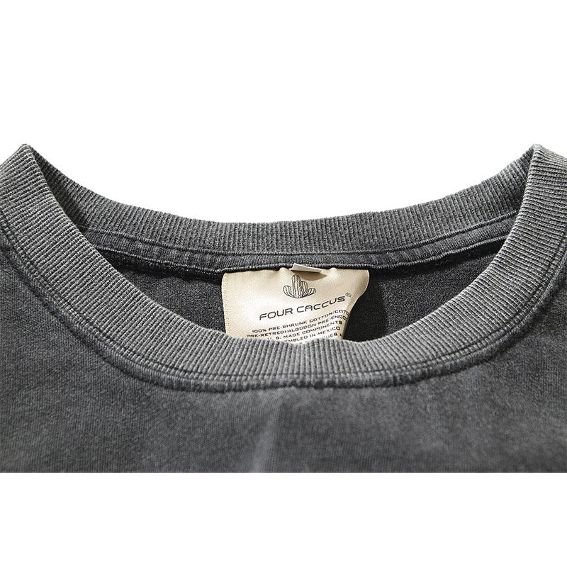 Fog Essentials T Shirts Spring and Summer FOG Washing Water Old Crew Neck Short Sleeves