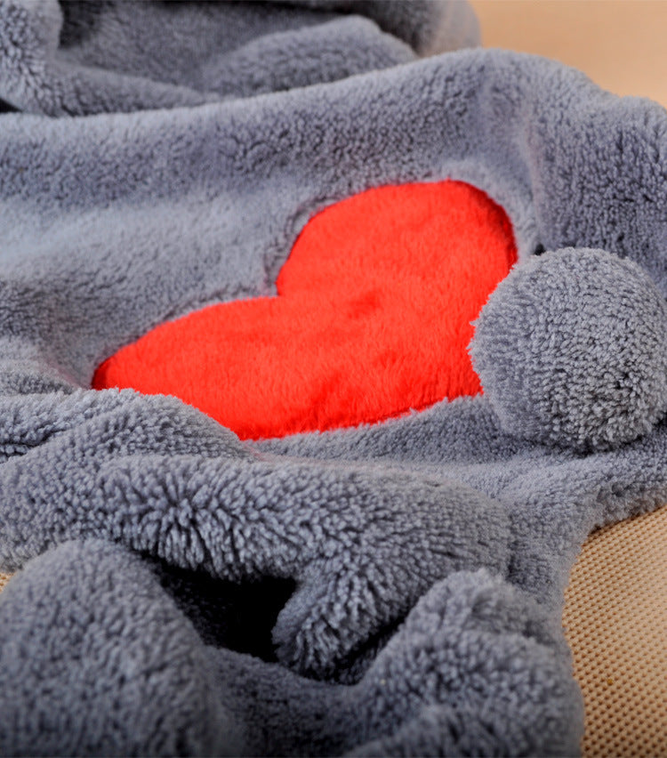 Pet Hoodie for Dogs and Cats - Cozy Bear Coral Fleece