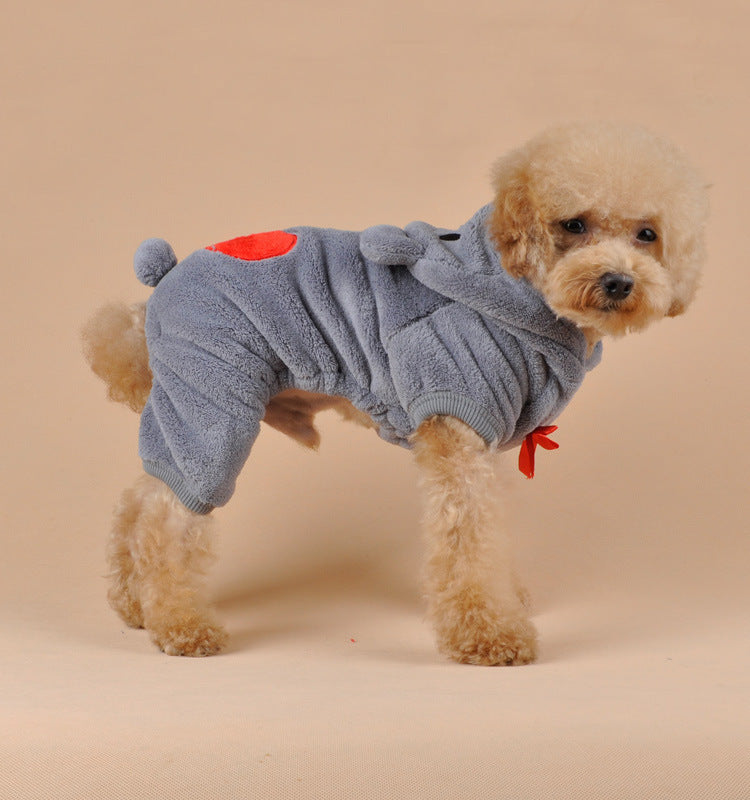 Pet Hoodie for Dogs and Cats - Cozy Bear Coral Fleece