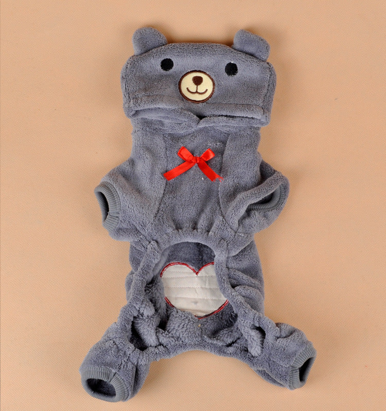 Pet Hoodie for Dogs and Cats - Cozy Bear Coral Fleece