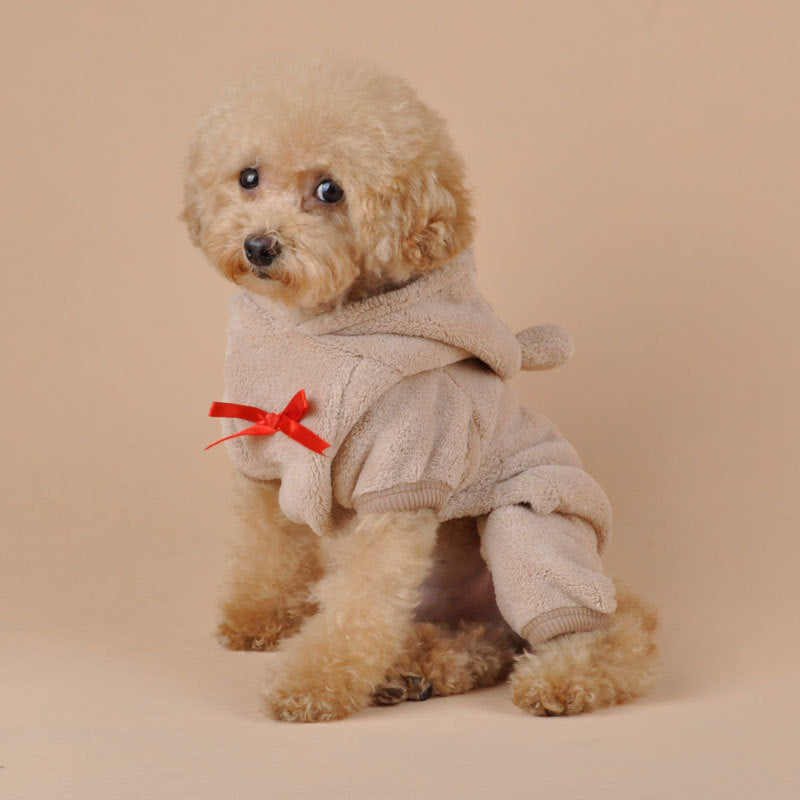 Pet Hoodie for Dogs and Cats - Cozy Bear Coral Fleece