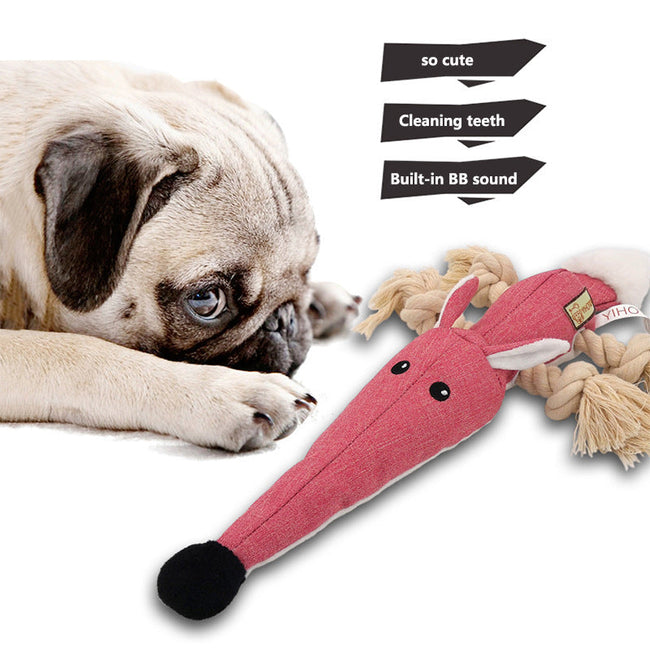 Durable Cotton Rope Dog Toy – Squeaky Animal Shapes Hover Image