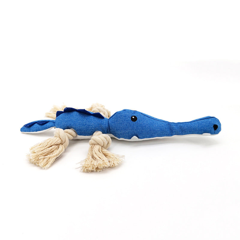 Durable Cotton Rope Dog Toy – Squeaky Animal Shapes
