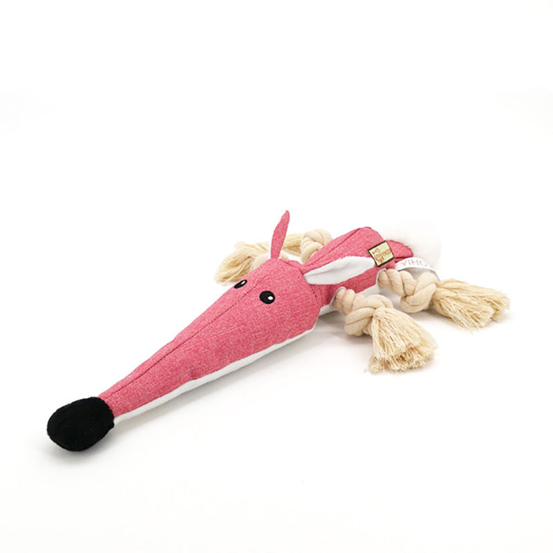 Durable Cotton Rope Dog Toy – Squeaky Animal Shapes