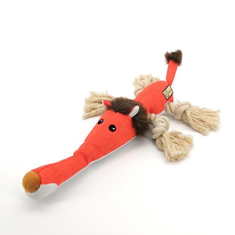 Durable Cotton Rope Dog Toy – Squeaky Animal Shapes