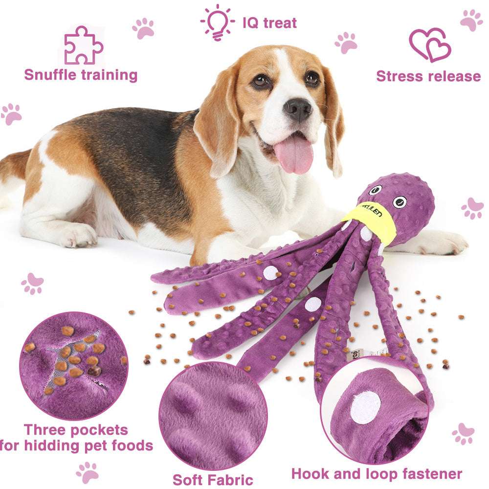 Plush Octopus Dog Snuffle Toy Chew Puzzle Enrichment Toy