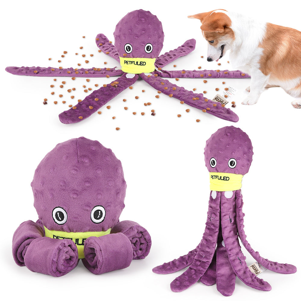 Plush Octopus Dog Snuffle Toy Chew Puzzle Enrichment Toy