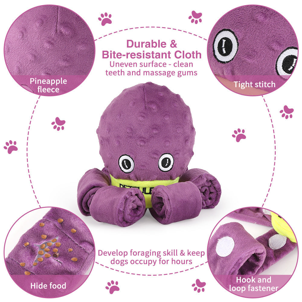 Plush Octopus Dog Snuffle Toy Chew Puzzle Enrichment Toy