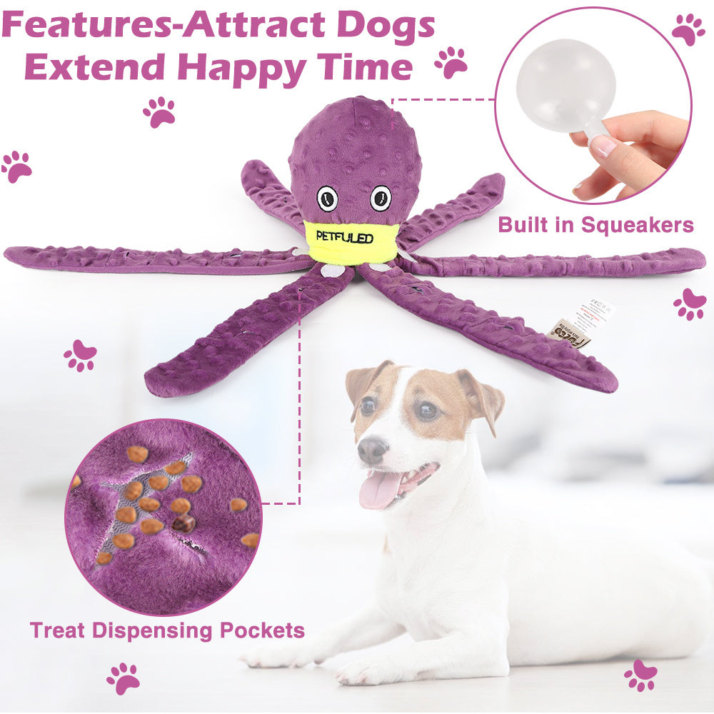 Plush Octopus Dog Snuffle Toy Chew Puzzle Enrichment Toy
