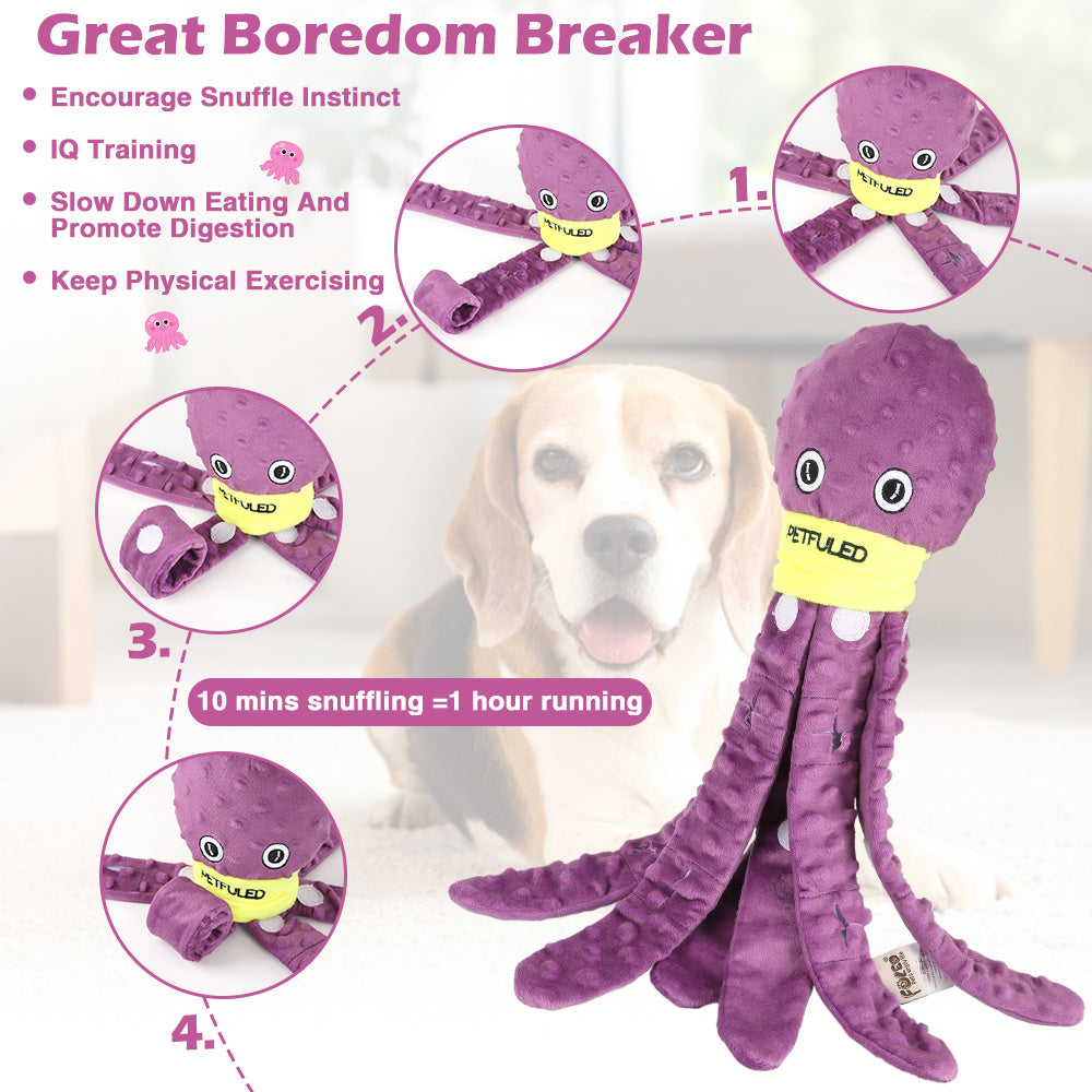 Plush Octopus Dog Snuffle Toy Chew Puzzle Enrichment Toy