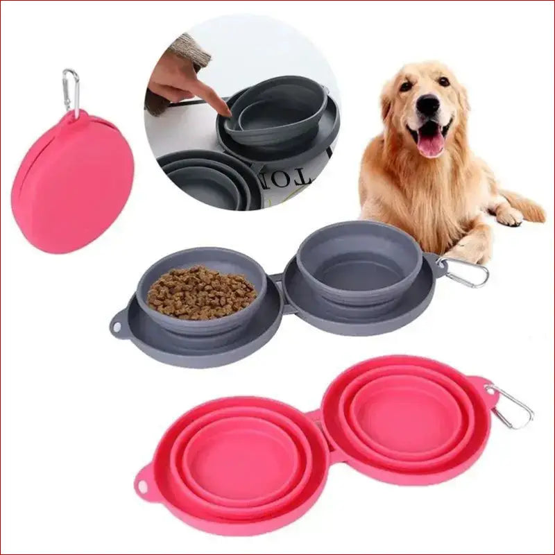 Double Collapsible Pet Bowls – Food & Water Feeding Solution