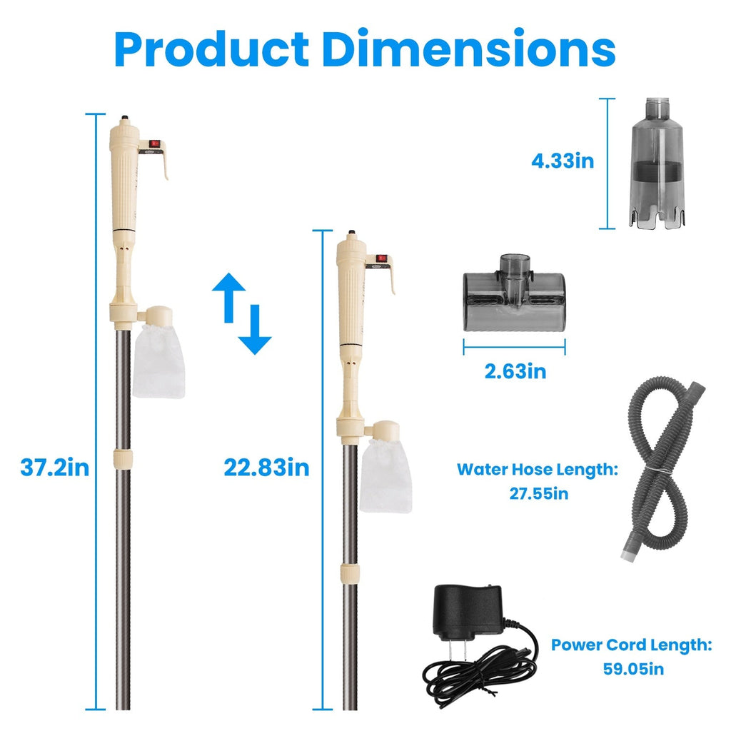 Multifunctional Electric Aquarium Vacuum Cleaner Length Adjustable