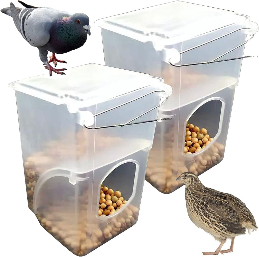 Automatic Pigeon Bird Feeder -Parrot Feeder Cage Accessories Supplies for Parakeet Canary Cockatiel Finch