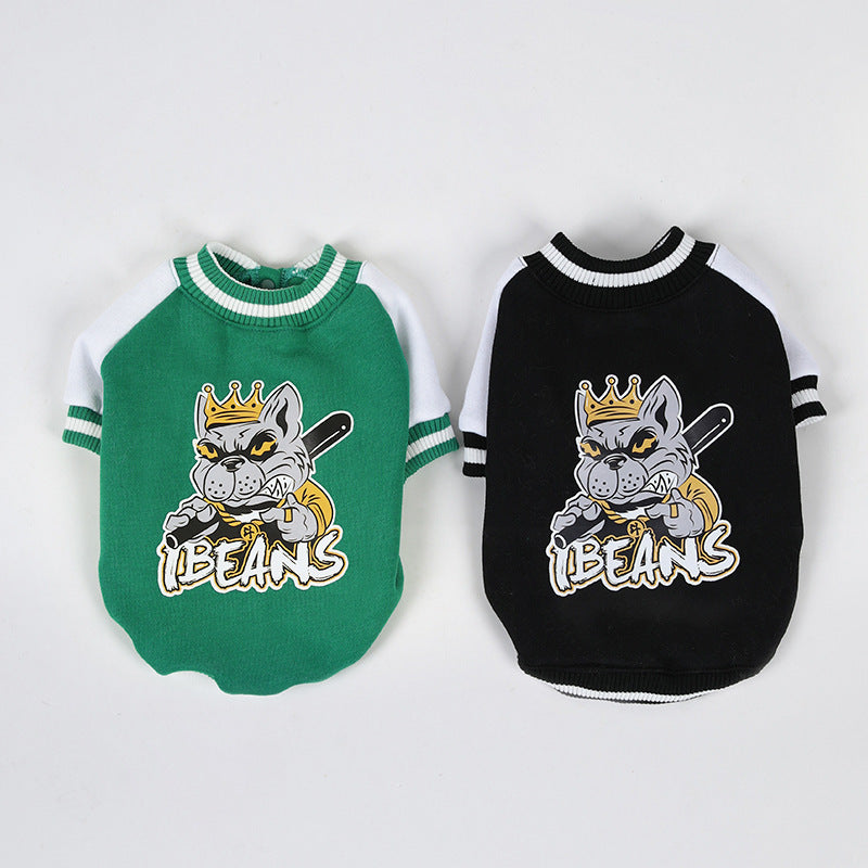 Pet Baseball Shirt for Dogs and Cats - Fleece Lined Warm
