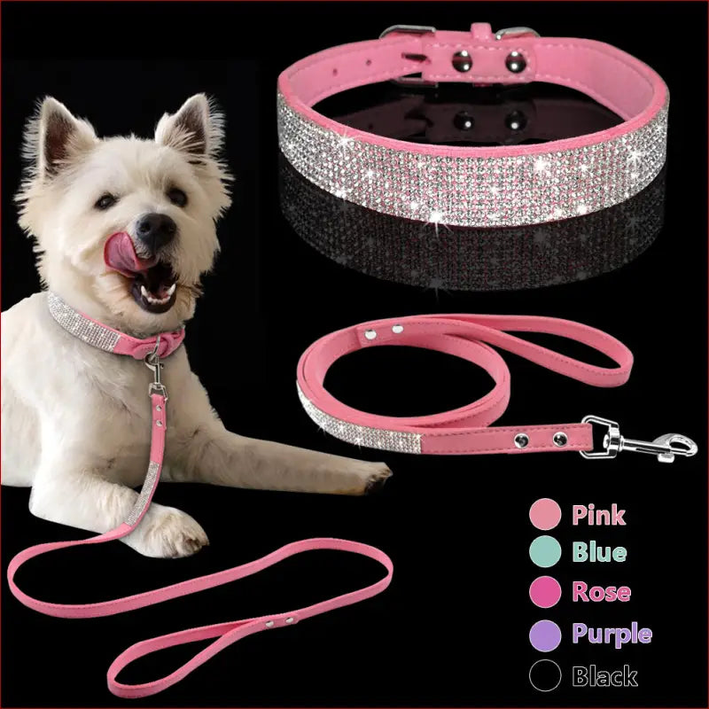 Dog Collar with Shiny Diamond Pattern – Stylish Pet Accessory