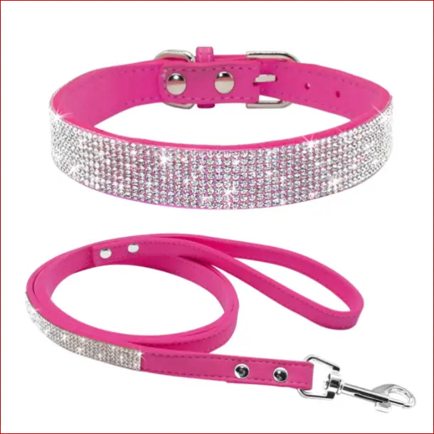Dog Collar with Shiny Diamond Pattern – Stylish Pet Accessory