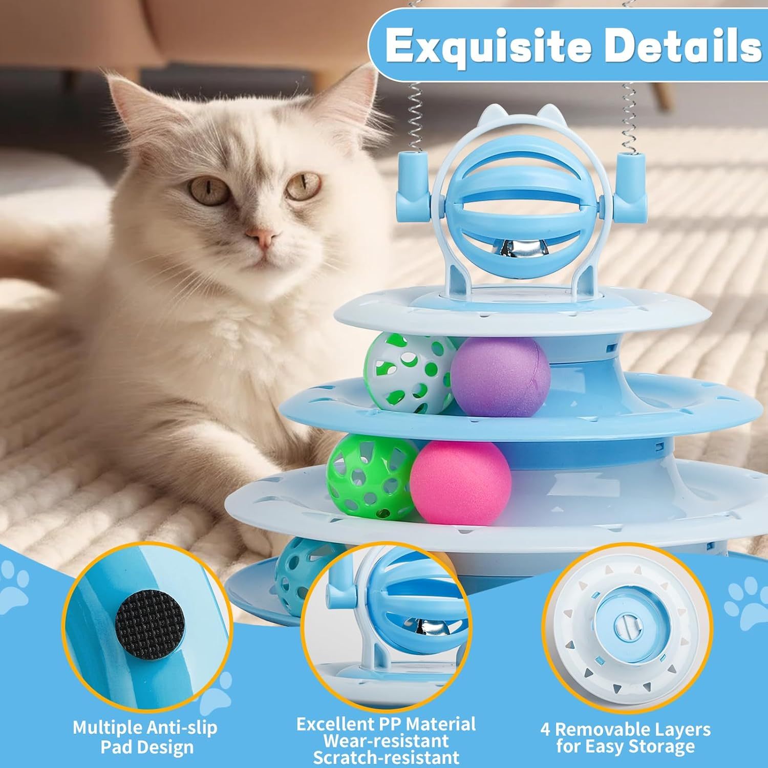Interactive Cat Puzzle Toy with Ball for Indoor Kitten Fun