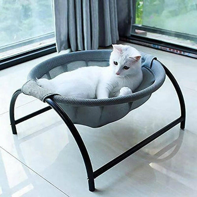Elevated Outdoor Indoor Cat Hammock - Breathable Mesh Design Hover Image