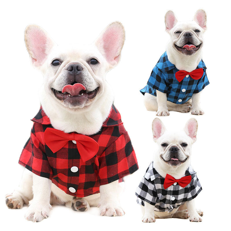 Plaid Dog Shirt Suit – Wedding Outfit for Small | Large Pets