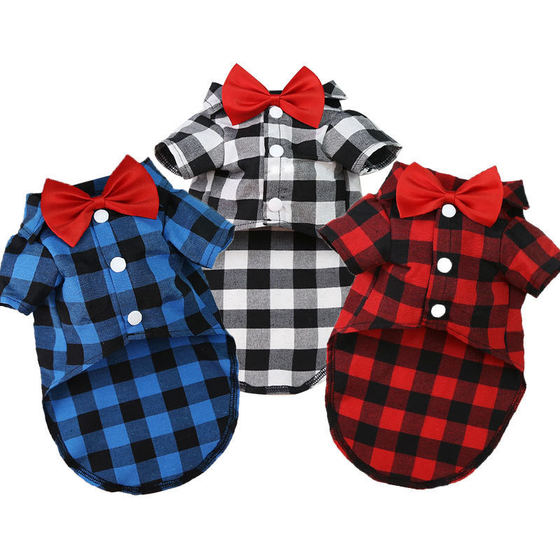 Plaid Dog Shirt Suit – Wedding Outfit for Small | Large Pets