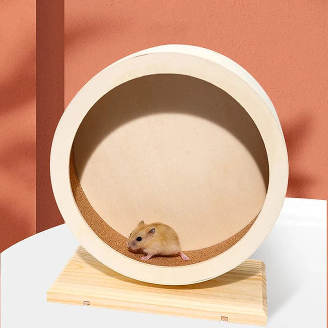 Wooden Running Wheel Training Silent Pet Supplies Gerbil Mice Rotatory Pig Cage Accessory Mute Roller Toy Hamster Wheel Exercise Hover Image