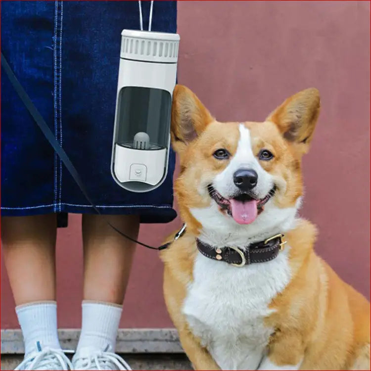 Dog Travel Water Bottle with Snack Compartment 2-in-1 Portable
