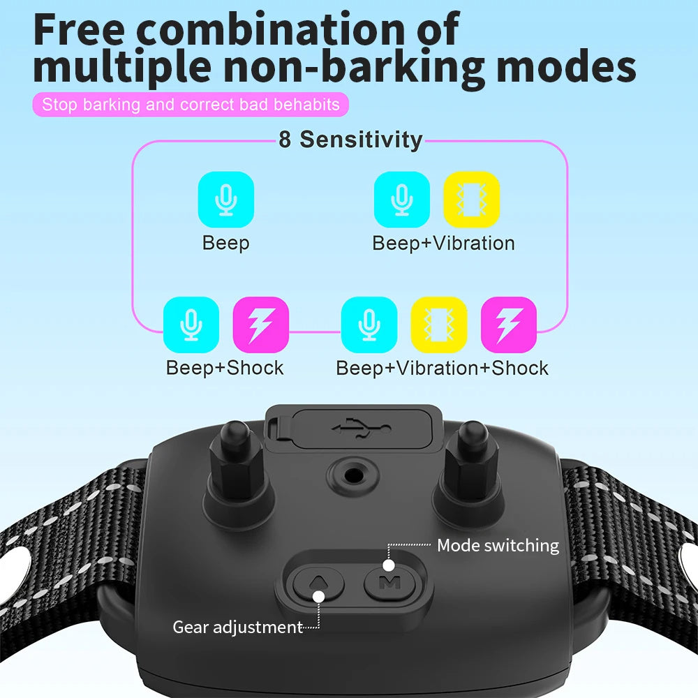 Smart Rechargeable Anti-Bark Dog Collar HD Display & Waterproof