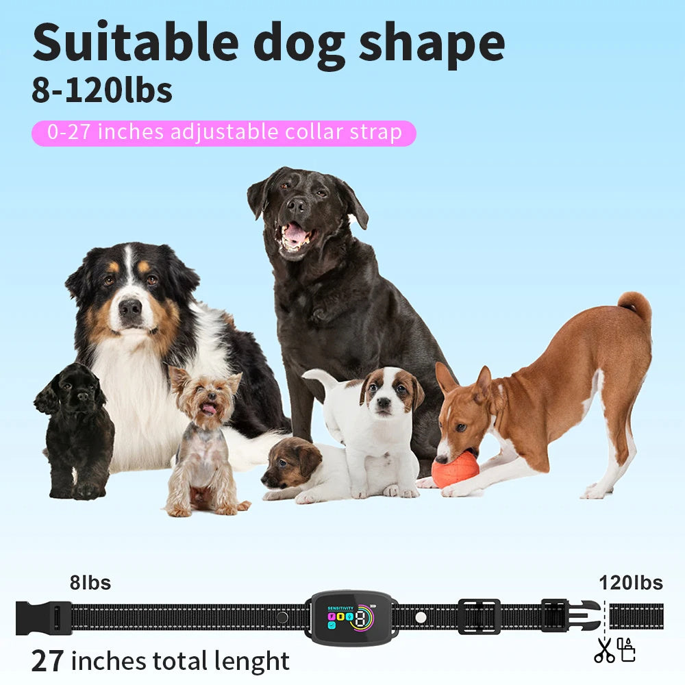 Smart Rechargeable Anti-Bark Dog Collar HD Display & Waterproof