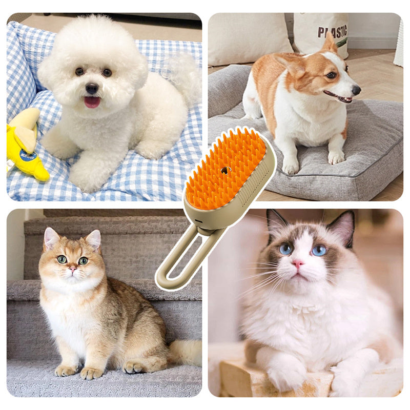 Pet Grooming Steam Brush – 3-in-1 Electric Spray for Hair Removal