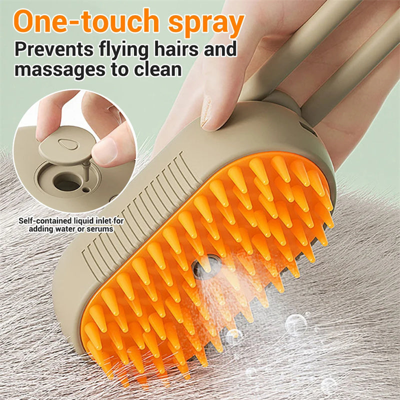Pet Grooming Steam Brush – 3-in-1 Electric Spray for Hair Removal